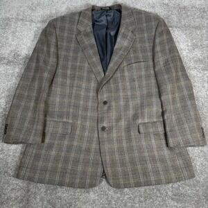 Petrocelli Blazer Men's 52R Brown‎ Plaid Lambswool Two Button **Flaws**